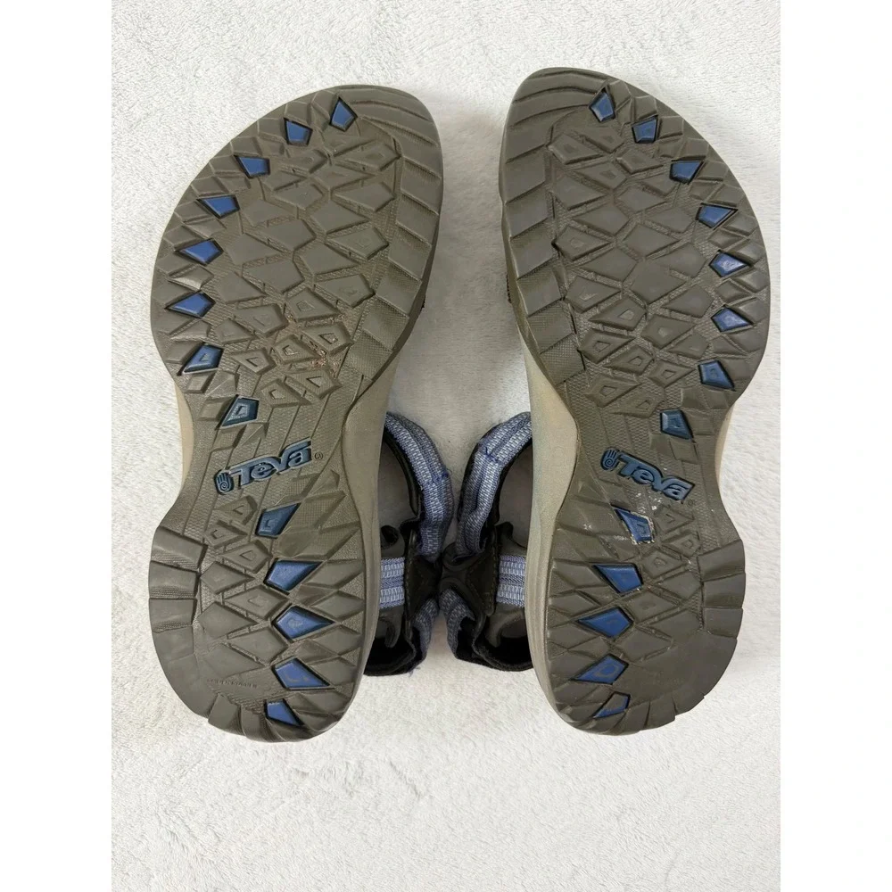 Teva Women's Terra Fi Lite Blue Grey Hiking Sandals Shoc Pad Strappy Outdoor
